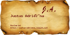 Justus Adriána névjegykártya